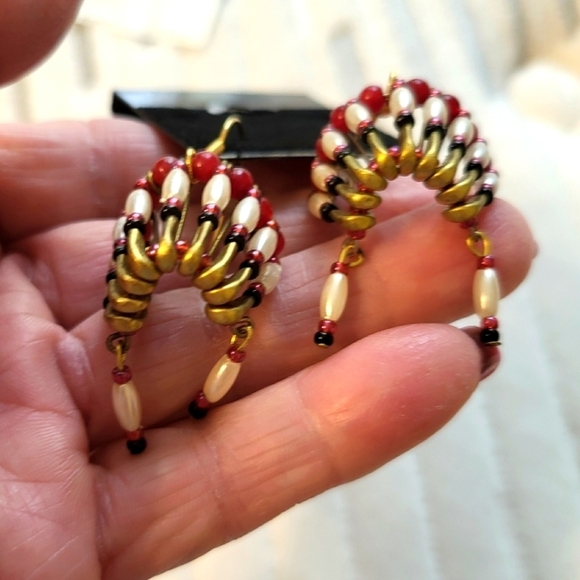 Pair of Native American style Earrings Headdress Hand made - Picture 4 of 10